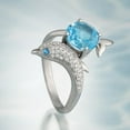 thumbnail image 2 of Shiny Dolphin Shaped Womens Ring With Royal Blue Zircon Copper Inlay Jewelry Ideal Birthday Gift Elegant Gifts, 2 of 7