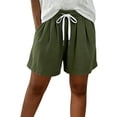thumbnail image 2 of Shorts de Verano para Mujer - Shorts Casuales con Cordón, Cintura Elástica, Pierna Recta para Viaje y Vacaciones Green-a XXL, 2 of 5