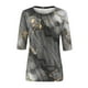 thumbnail image 4 of ICHUANYI Clearance Women's Fashion Printed T-shirt 3/4 Sleeves Blouse Round Neck Casual Tops(Gray, XXL) ICHUANYI WER2023081508065, 4 of 5