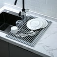thumbnail image 3 of Mainstays Silicone Roll-Up Dish Drying Rack for Kitchen Sink, Over Sink Dish Drainer Mat, Space-Saving Kitchen Organizer, 3 of 12