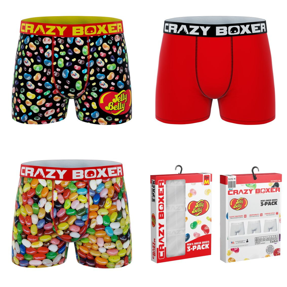 CRAZYBOXER Jelly Belly Beans; Men's Boxer Briefs, 3Pack