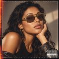 thumbnail image 3 of SA106 Snug Double Bridge Flat Top Retro Square Aviator Sunglasses / Green - Beige, 3 of 7