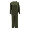 thumbnail image 4 of CILENON Travel Sets for Women Clothing Set Women's 2 Piece Sweasuit Outfits Long Sleeve Knit Pullover Tops Wide Leg Pants Tracksuits Tracksuit Women 2 Piece Outfits (Army Green,M), 4 of 5