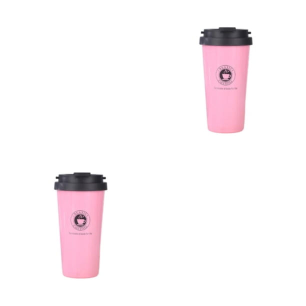 Yuarrent Taza de café ecológica para coche de acero inoxidable, taza térmica práctica y reutilizable, amplia aplicación, rosa, 500ml rosa 500ml 2Conjunto
