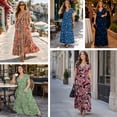 thumbnail image 7 of Aiyino Women Plus Size V Neck Long Sleeve Casual Evening Dress, Comfortable Elegant Party Maxi Dress，Flowers Bloom 3XL, 7 of 7