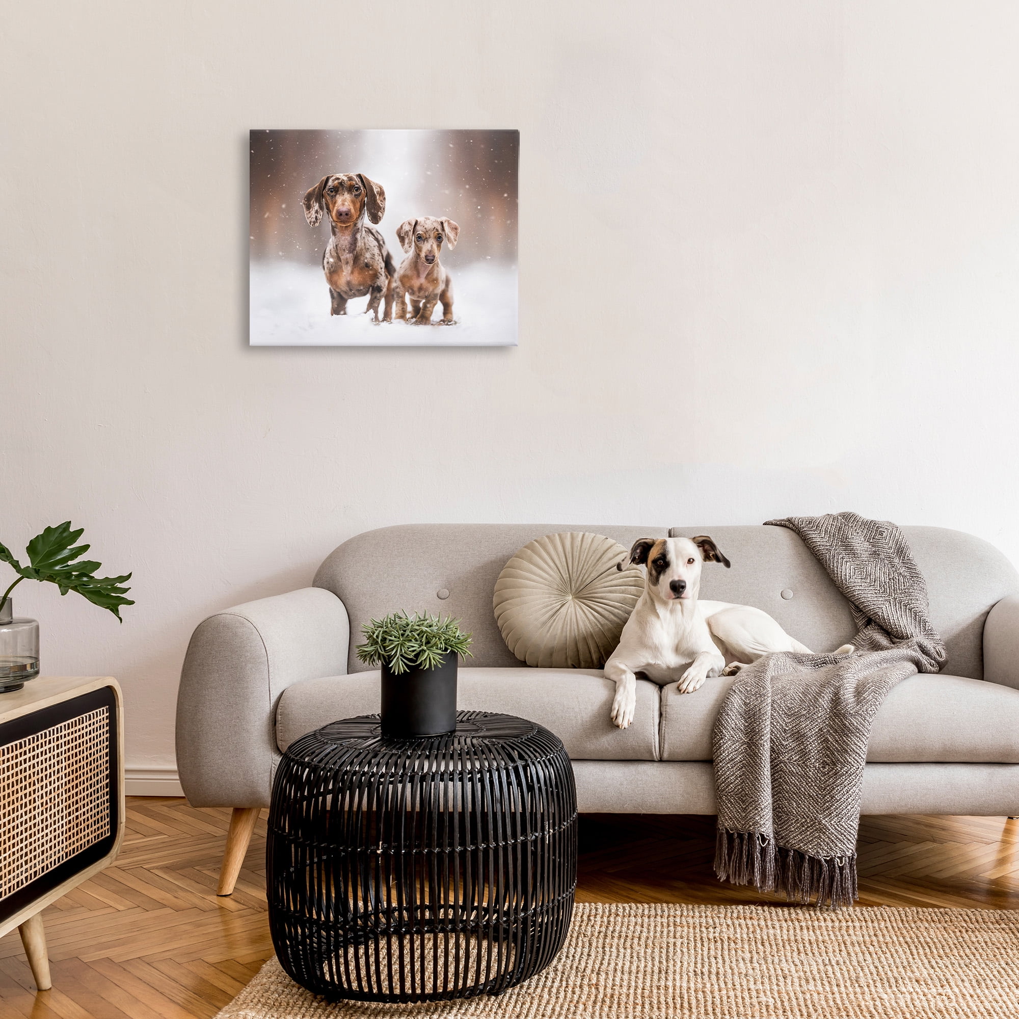 Stupell Industries Playing Puppies in Snow Animals & Insects Painting Gallery Wrapped Canvas Art Print Wall Art, 30 x 24