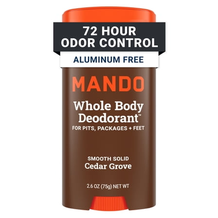 Mando Whole Body Deodorant - Men’s Aluminum-Free Smooth Solid Stick Deodorant - Cedar Grove - 2.6oz