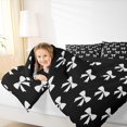 thumbnail image 4 of Manfei Cute Bowtie 7pcs Queen Bedding,Ribbon Bow Bedding Comforter Set Queen,Black Reversible, 4 of 7