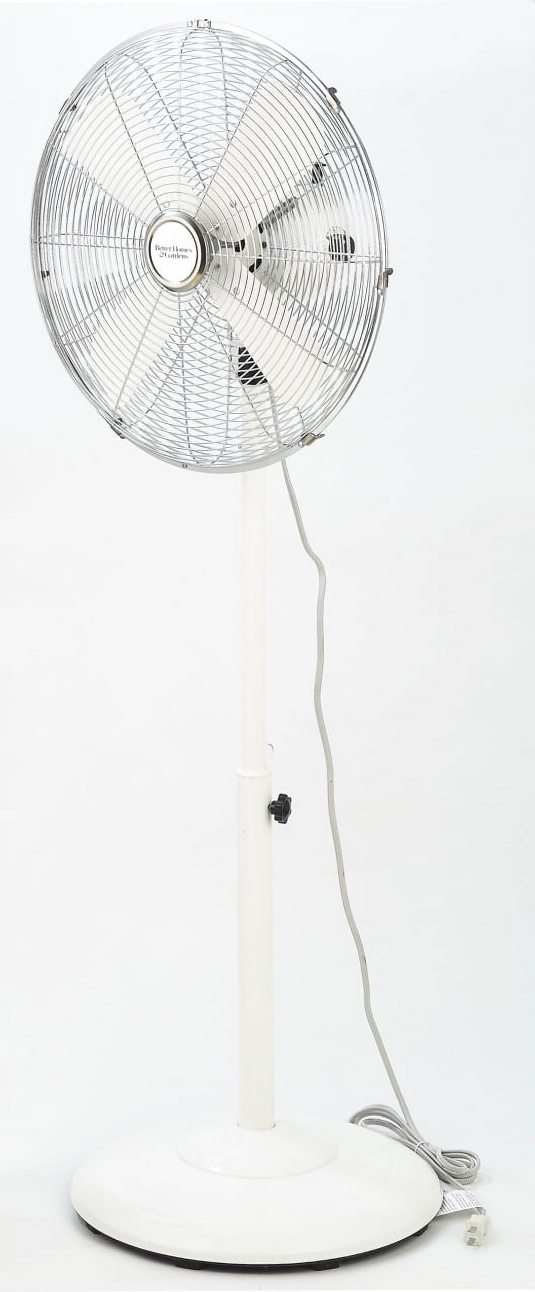 Better Homes & Gardens 16" 3-Speed Retro Metal White Adjustable Height Oscillating New Pedestal Fan