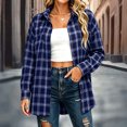 thumbnail image 3 of Tsivenald Womens Plaid Flannel Shirts Casual Roll up Long Sleeve Boyfriend Button Down Checkered Shirt, 3 of 7