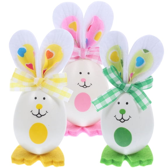 YOSADIER 3-Piece Small Resin Figurine Set for Easter Decoration, Assorted Colors, Perfect Desktop or Shelf Decor