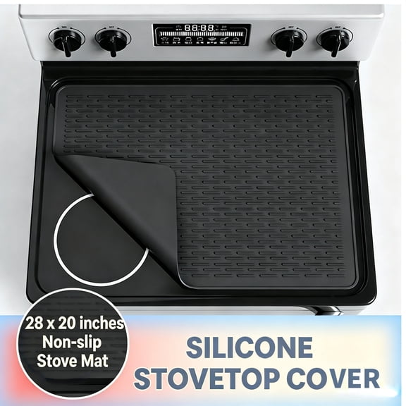 Asunby Stove Top Covers for Electric Stove,28 x 20 inches Silicone Stove Mat, Dish Draining Mat for Kitchen Countertop, Non-slip Stove Mat, Heat Insulation Mat