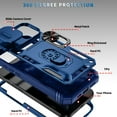 thumbnail image 4 of Military Grade Drop Impact for iPhone 16 Plus Camera Lens Slide Protection Case 360 Metal Rotating Ring Kickstand Holder Armor Shockproof Case For iPhone 16 Plus, Blue, 4 of 9