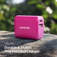 thumbnail image 3 of Powertek 20W USB-C PD + USB-A Dual Port Wall Charger, Pink, 3 of 7