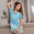 thumbnail image 3 of Fuzoiu Sea and Fish Print Women Nightgowns, Soft Comfy Lightweight Short Sleeves Sleepwear,Crew Neck Loungewear, 3 of 6