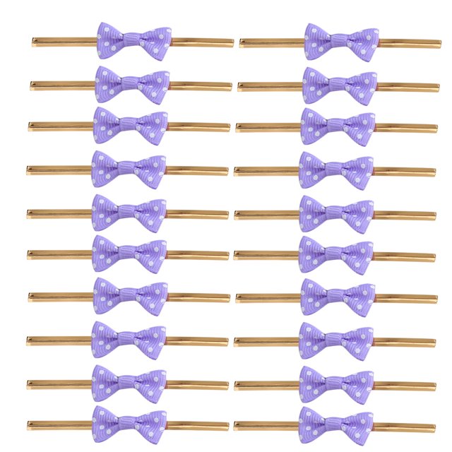 MasteelfCA 100PCS Baking Package Dot Bow Steel Tie Ribbon for Candy Bag Dessert Sealing (Purple)