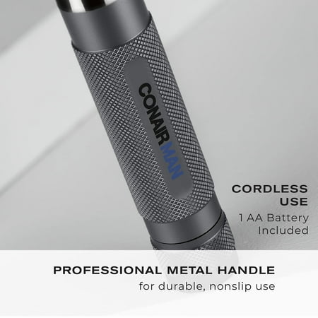 Conair - ConairMan Close Trim Precison Nose/Ear/Eyebrow Rechargeable Trimmer - Silver