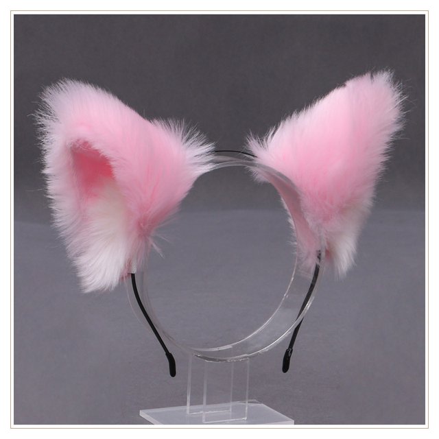 Furry Animal Cat Ears Diadema Cat Helmet Halloween Cosplay Party Soft, Color 3 ER