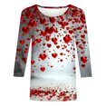 thumbnail image 4 of Valentine's Day T-Shirts, Valentines Day Graphic Tee, 3/4 Sleeve Tops for Women Women's Fashion Printing Casual Round-Neck 3/4 Sleeved T-Shirt Blouse, 4 of 5