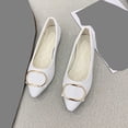thumbnail image 2 of Gpaecead Women's Metal Buckle Low Heel Flats Pointed Toe Faux Suede Slip On Soft Sole Comfort Casual Work Shoes For Spring Summer White, 2 of 5