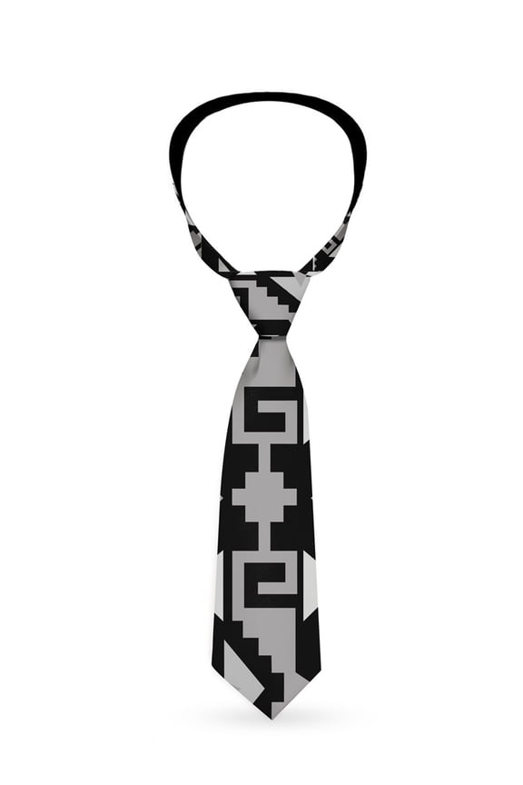 Black Grey Light Grey Indian Tribal Pattern Neck Tie