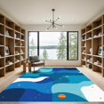 thumbnail image 2 of ODIKA 3'x5' Machine Washable Non-Slip Area Rug, Abstract Blue High Traffic Rug, Blue, 1070854, 2 of 7