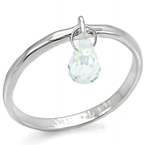 Women Silver 925 Sterling Silver Ring with Genuine Stone in Aquamarine - Size 9
