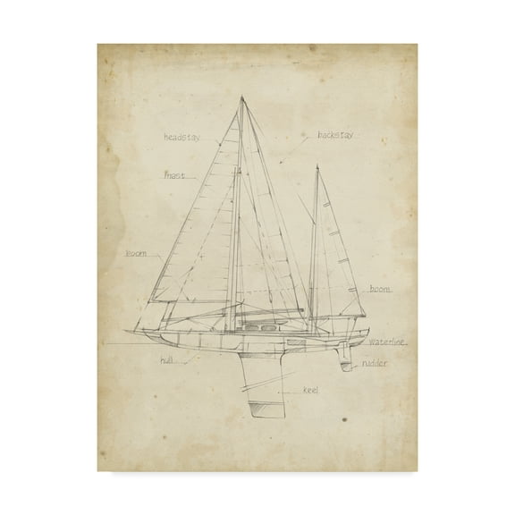 Trademark Fine Art 'Sailboat Blueprint IV' Canvas Art by Ethan Harper