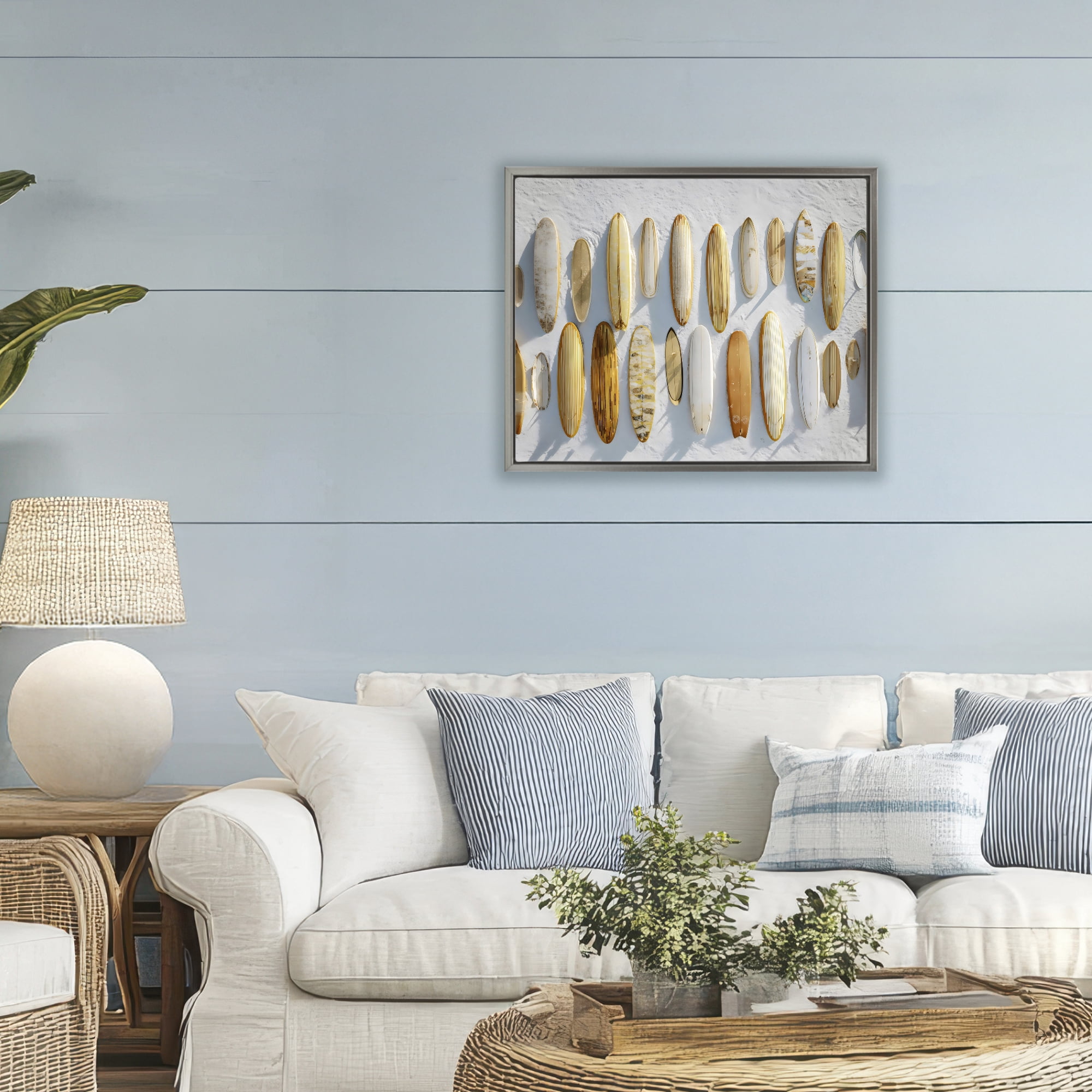 Stupell Industries Vintage Surfboard Collection Gray Framed Floater Canvas Wall Art, design by Franklyn Gregory