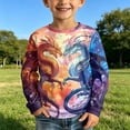 thumbnail image 2 of Tfken Boys Soft Comfy Tops Daily Wear Travel Fashion Tshirts Long Sleeve Casual Print Graphic T-Shirts Summer Tees Children Trendy Clothes Size 3-4 Years, 2 of 5