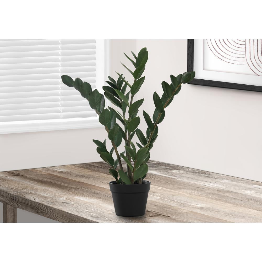Artificial Plant, 29" Tall, Zz Tree, Indoor, Faux, Fake, Floor, Greenery, Potted, Real Touch, Decorative, Green Leaves, Black Pot