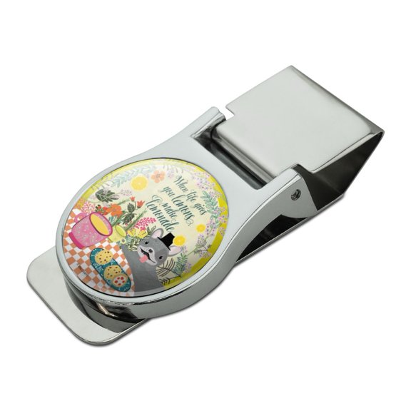 When Life Gives You Lemons Make Lemonade Dog Satin Chrome Plated Metal Money Clip