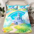 thumbnail image 2 of Erosebridal Rainbow Castle Bed Sheets Set Full Size, Fairy Tale Bed Sheets Full, Spring Flower Reversible Sheet Set Full, Microfiber Room Decor, 4 Pieces, 2 of 7