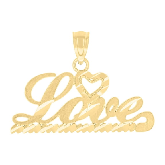14k Yellow Gold Womens Love Heart Charm Pendant