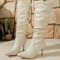 thumbnail image 6 of Beige Knee-High Boots With Flat Sole For Women, Chic Design For Cool Weather, Comfortable Fit For All-Day Wear, 6 of 9