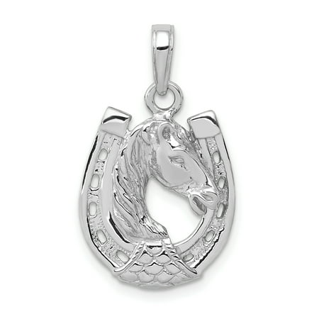 Horseshoe Italian Charm - 14k White Gold Horse Head In Horseshoe Pendant Charm Necklace Good Luck Italian Horn Animal For Women
