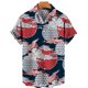 thumbnail image 2 of Camisas Vaqueras Para Hombre Manga Corta Casual Hombres Solapa Solapa Estampado de Manga corta Puños Botón Puerto Estilo Floral Camisa Sand Beach Hawaiianss Summer Top (Red, S), 2 of 3