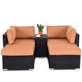 thumbnail image 2 of Gymax 5PCS Chaise en Osier d'Extérieur Salon Ensemble Sectionnel Lit de Repos Pouf, 2 of 10