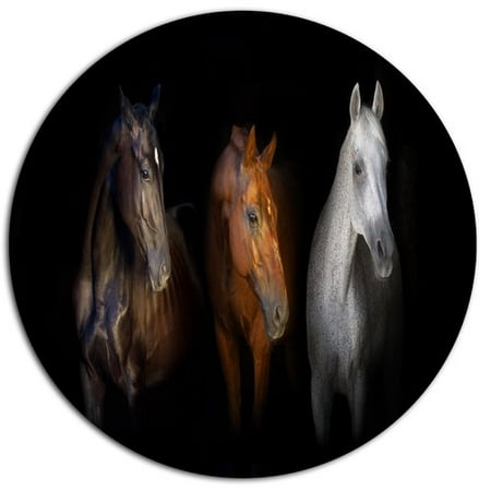 Horse Metal Art - Design Art 'Black Red and White Horses' Graphic Art Print on Metal