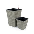 thumbnail image 3 of YINYUN 2-Pack Smart Self-watering Square Planter for Indoor and Outdoor - Hand Woven Wicker - Gray, 3 of 5