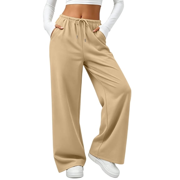 Yutgune Wide Leg Sweatpants for Women High Waist Drawstring Baggy Sweatpants Women with Side Pockets