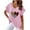 Pink, variant on ICHUANYI Womens V Neck Print T-shirt New Trending Comfortable Female Shirtss Tops Fashion Clothing