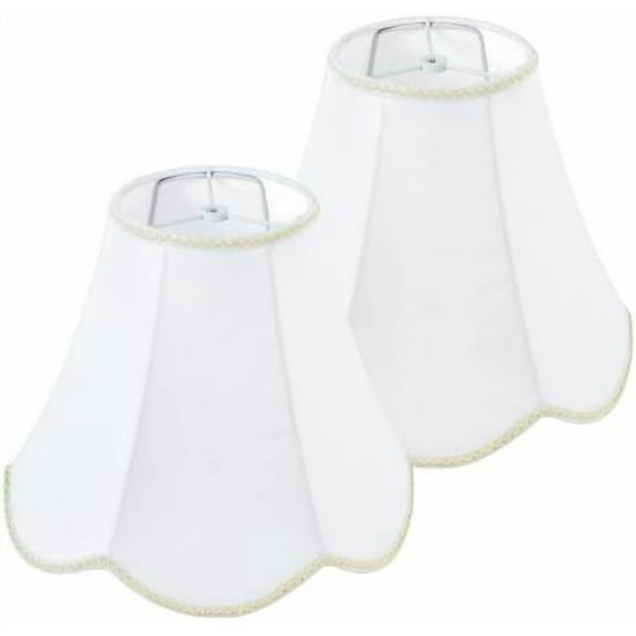 Bell Lamp Shades Set of 2, Scalloped Lamp Shade with Petal Edge Braid, 6"Top x 13"Bottom x 10.6"High, Barrel Lamp Shades with Spider, Harp Holders, Replacement Lampshades for Table Lamp, Floor Lamp