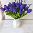 thumbnail image 2 of 10 mini flores artificiales de tulipán, impresionantes flores de plástico de poliuretano de tacto real para decoración de bodas, hogar, habitaciones, hoteles, fiestas, eventos (púrpura), 2 of 5