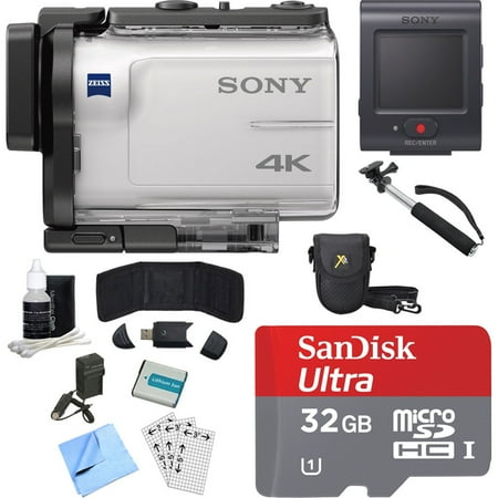 Sony Action Camera Accessories Sony FDR-X3000R 4K GPS Action Camera, Selphie Stick, 32GB Card, and Accessory Bundle - Includes Camera with Remote, Selfie Stick, 32GB micro Memory Card, Carrying Case, Battery, and More ()