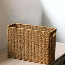 Nvzi-a Wicker Magazine Basket Magazine Wicker Basket Woven Magazine Basket, 1 Pc Woven Magazine Rack Woven Storage Basket Woven Book Basket Magazine Wicker Basket (Brown)