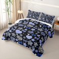 thumbnail image 3 of Feelyou Cute Gothic Cartoon Bed Spread Queen, Cartoon Leopard Zebra Print Bow Queen Coverlet Set, Black Blue, 3-Piece, 1 Comforter and 2 Pillowcases, 3 of 7