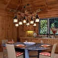 thumbnail image 6 of 8-Light Wooden Crossbeam Chandelier for Farmhouse - Adjustable Black Chains, Retro Barnwood Finish, E26 Sockets (Bulbs Not Included), Rustic Kitchen/Living Room Ceiling Light Fixtur, 6 of 10