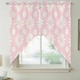 thumbnail image 2 of Pink Daisy Swag Valances for Windows 2 Pack, Kitchen Window Curtains 36 Inch Length, Spring Floral Elegant Pastoral Botanical Privacy Swag Curtains for Living Room/Bathroom with Rod Pocket 36"x36", 2 of 8