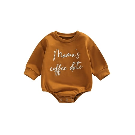 

Liliz Infant Baby Spring Autumn Jumpsuit Letter Print Long Sleeve Round Neck Romper